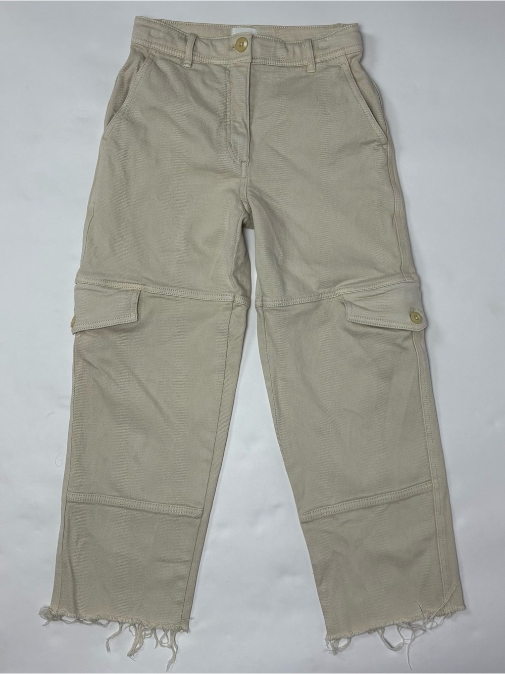Aritzia Wilfred Cream Cargo Pants- Frayed Hem